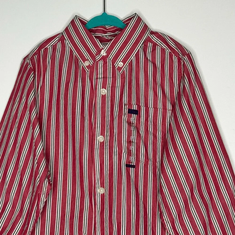 New The Children's Place Striped Button Down Long Sleeve Shirt Boys Size 7/8